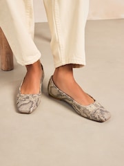 Snake Print Forever Comfort® Square Toe Ballerina Shoes - Image 2 of 9