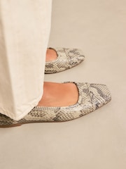 Snake Print Forever Comfort® Square Toe Ballerina Shoes - Image 4 of 9