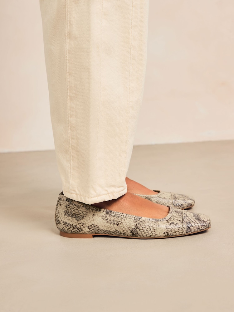Snake Print Forever Comfort® Square Toe Ballerina Shoes - Image 5 of 9