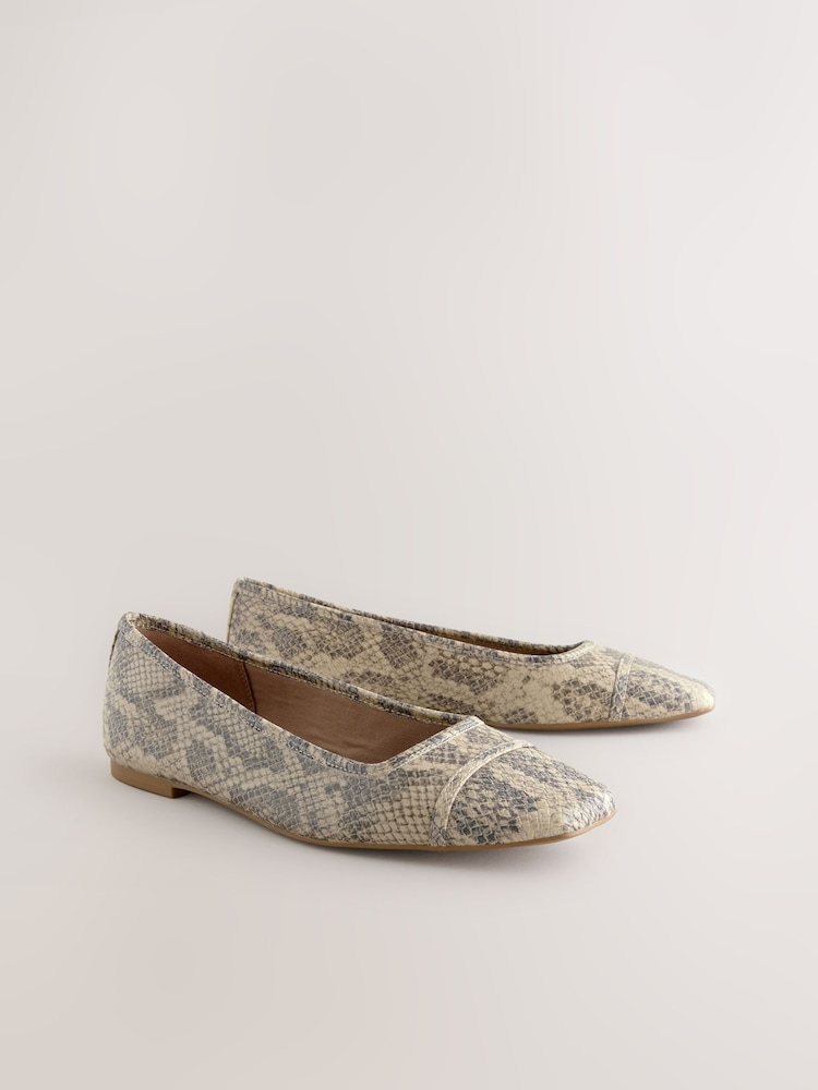 Snake Print Forever Comfort® Square Toe Ballerina Shoes - Image 6 of 9