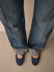 Navy Corduroy Standard/Wide Fit Forever Comfort® Ballerinas Shoes - Image 4 of 8
