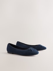 Navy Corduroy Standard/Wide Fit Forever Comfort® Ballerinas Shoes - Image 5 of 8