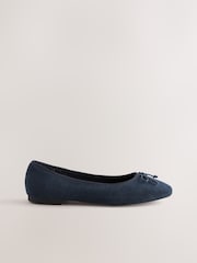 Navy Corduroy Standard/Wide Fit Forever Comfort® Ballerinas Shoes - Image 6 of 8