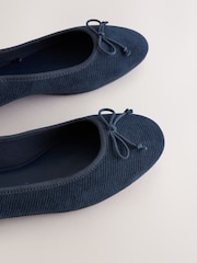 Navy Corduroy Standard/Wide Fit Forever Comfort® Ballerinas Shoes - Image 7 of 8