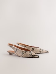 Snake Print Forever Comfort® Point Toe Sling Back Shoes - Image 1 of 5