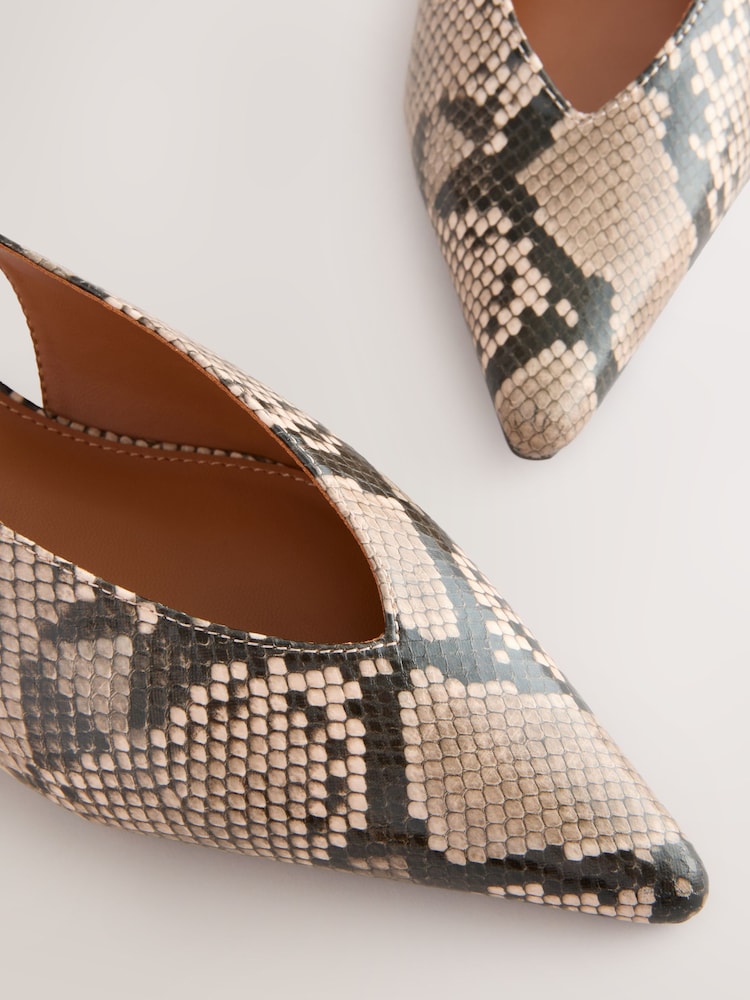 Snake Print Forever Comfort® Point Toe Sling Back Shoes - Image 5 of 5