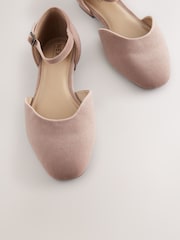 Rose Pink Forever Comfort® Round Toe Velvet Ankle Strap Shoes - Image 3 of 5