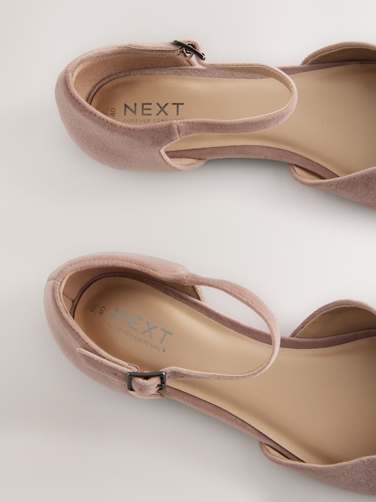 Rose Pink Forever Comfort® Round Toe Velvet Ankle Strap Shoes - Image 5 of 5