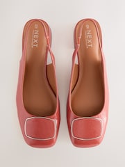 Terracotta Forever Comfort® Square Toe Hardware Detail Slingbacks - Image 1 of 8