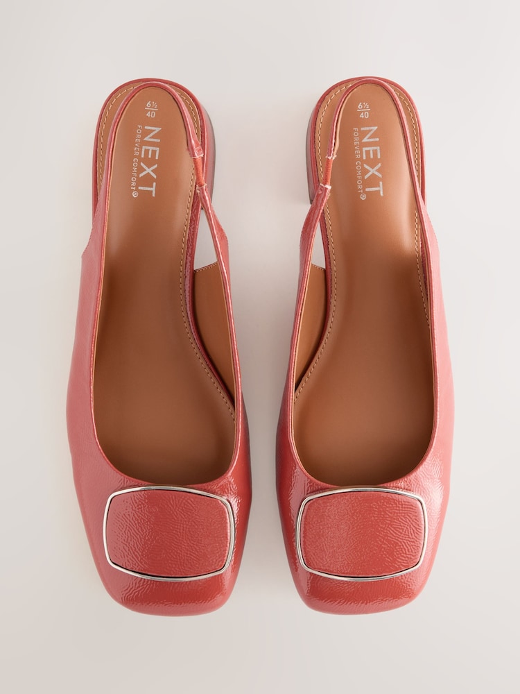 Terracotta Forever Comfort® Square Toe Hardware Detail Slingbacks - Image 1 of 8