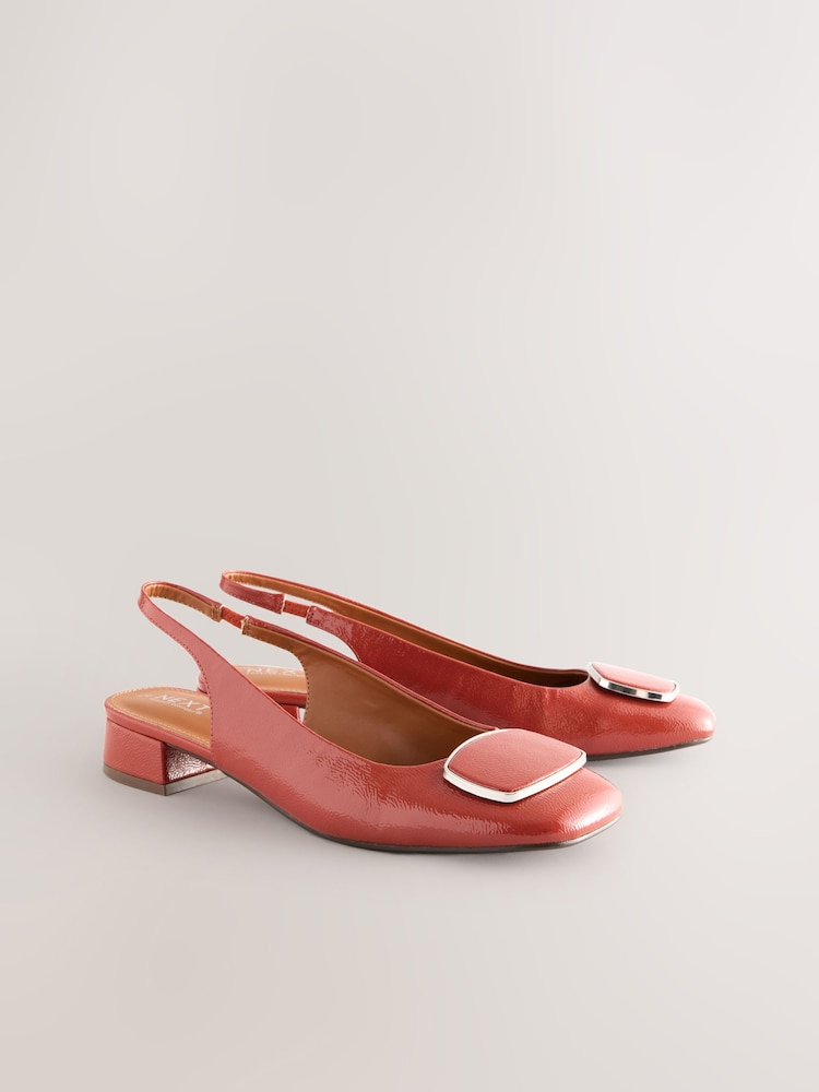 Terracotta Forever Comfort® Square Toe Hardware Detail Slingbacks - Image 5 of 8