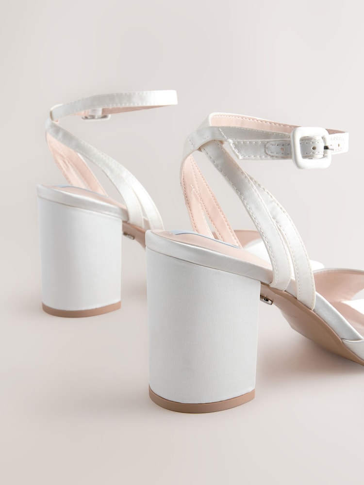 Ivory Forever Comfort® Wedding Round Toe Block Heel Bridal Sandals - Image 7 of 8