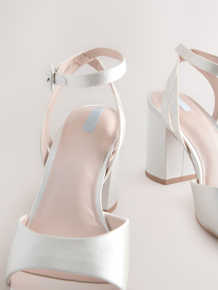 Ivory Forever Comfort® Wedding Round Toe Block Heel Bridal Sandals - Image 8 of 8