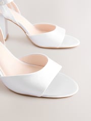 White Forever Comfort® Wedding Round Toe Block Heel Bridal Sandals - Image 10 of 11