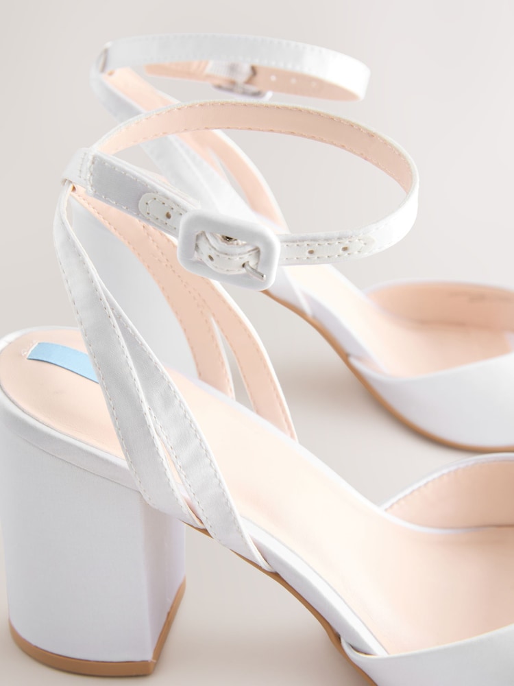 White Forever Comfort® Wedding Round Toe Block Heel Bridal Sandals - Image 11 of 11
