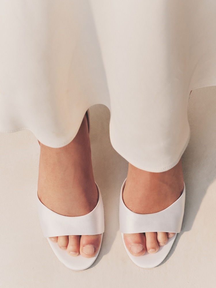 White Forever Comfort® Wedding Round Toe Block Heel Bridal Sandals - Image 4 of 11