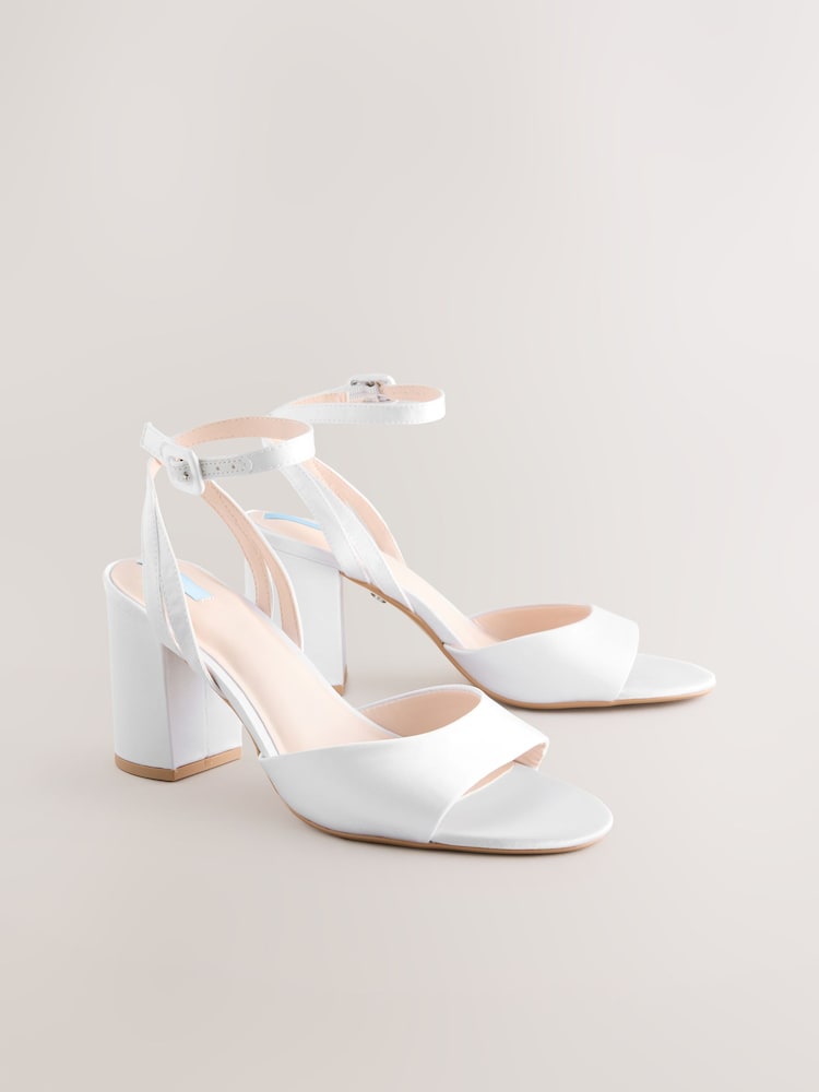 White Forever Comfort® Wedding Round Toe Block Heel Bridal Sandals - Image 7 of 11