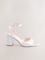 White Forever Comfort® Wedding Round Toe Block Heel Bridal Sandals - Image 8 of 11