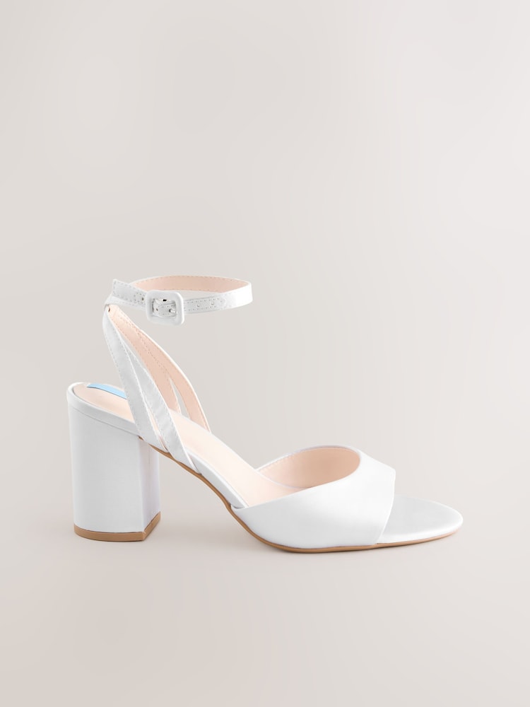 White Forever Comfort® Wedding Round Toe Block Heel Bridal Sandals - Image 8 of 11