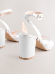 White Forever Comfort® Wedding Round Toe Block Heel Bridal Sandals - Image 9 of 11