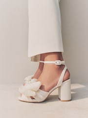 Ivory Forever Comfort® Wedding Bow Block Bridal Heel Shoes - Image 2 of 5