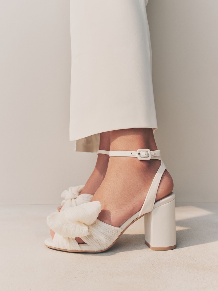 Ivory Forever Comfort® Wedding Bow Block Bridal Heel Shoes - Image 2 of 5