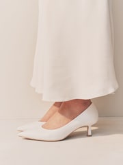 White Forever Comfort® Leather Point Toe Kitten Heel Shoes - Image 2 of 4