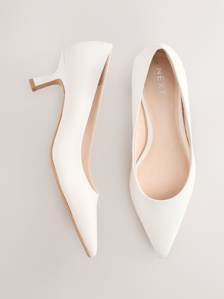 Buy White Leather Point Toe Kitten Heel Shoes from the Next UK