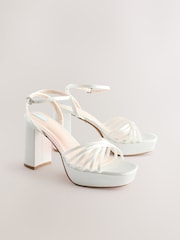 Ivory Forever Comfort® Wedding Platfrom Strappy Bridal Block Heels - Image 6 of 10