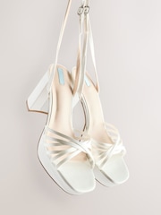 Ivory Forever Comfort® Wedding Platfrom Strappy Bridal Block Heels - Image 7 of 10