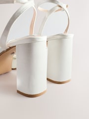 White Forever Comfort® Wedding Platfrom Strappy Bridal Block Heels - Image 8 of 12