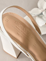 Ivory Signature Premium Leather Flower Detail Square Block Heel Sandals - Image 3 of 6