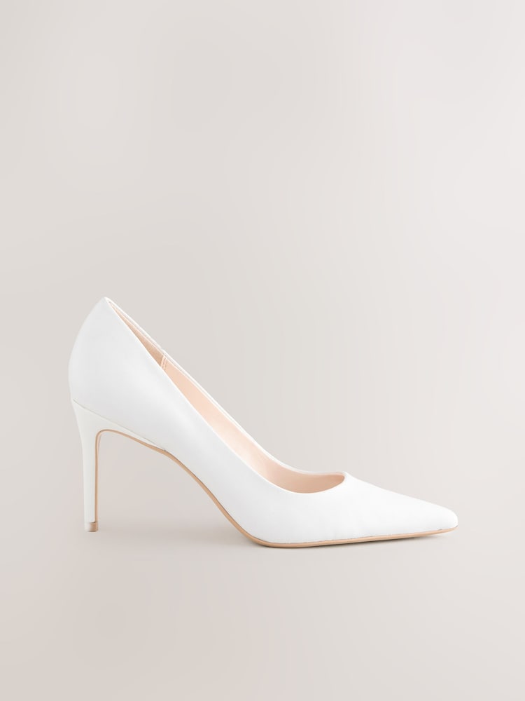 White Standard/Wide Fit Leather Mid Court Shoes - Image 7 of 10