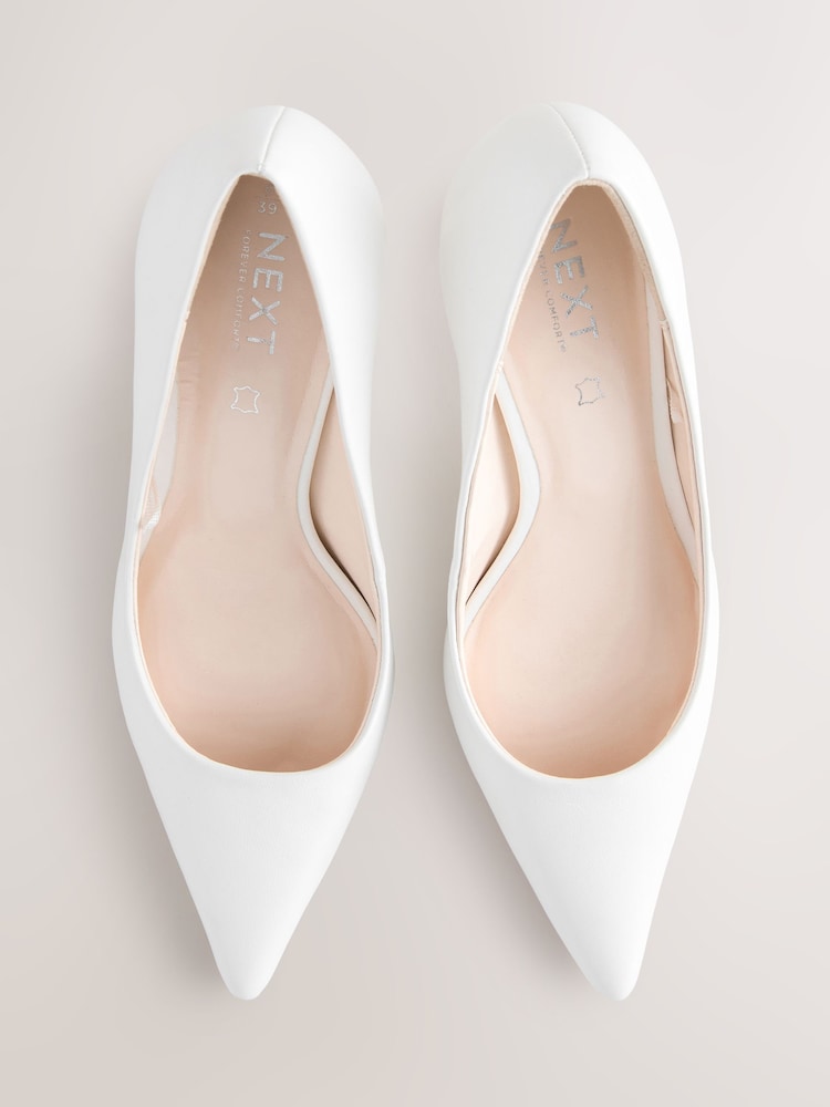 White Standard/Wide Fit Leather Mid Court Shoes - Image 8 of 10