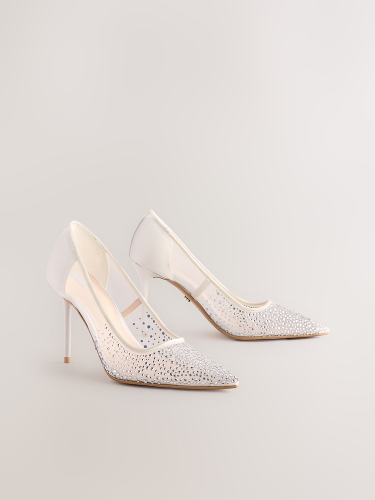 Ivory Forever Comfort® Wedding Point Toe Jewel Mesh Wedding Courts - Image 1 of 5