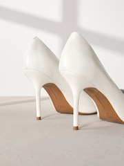 Ivory Signature Premium Leather Point Toe Flower Detail Court Shoes - Image 3 of 6