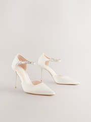 Ivory Forever Comfort® Wedding Point Toe Jewel Ankle Strap Bridal Heels - Image 1 of 6