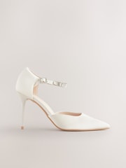 Ivory Forever Comfort® Wedding Point Toe Jewel Ankle Strap Bridal Heels - Image 2 of 6