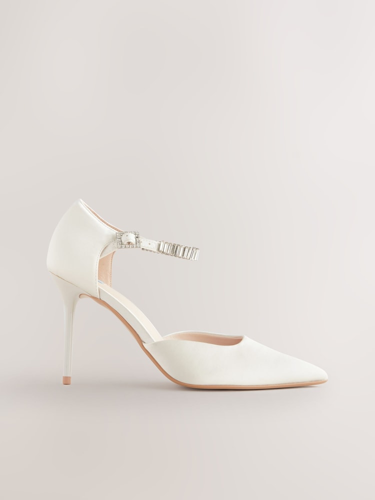 Ivory Forever Comfort® Wedding Point Toe Jewel Ankle Strap Bridal Heels - Image 2 of 6
