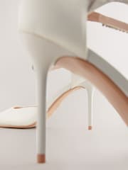 Ivory Forever Comfort® Wedding Point Toe Jewel Ankle Strap Bridal Heels - Image 4 of 6
