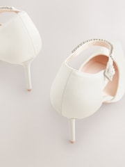 Ivory Forever Comfort® Wedding Point Toe Jewel Ankle Strap Bridal Heels - Image 6 of 6