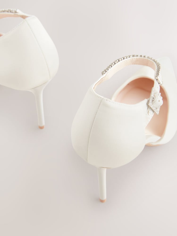 Ivory Forever Comfort® Wedding Point Toe Jewel Ankle Strap Bridal Heels - Image 6 of 6