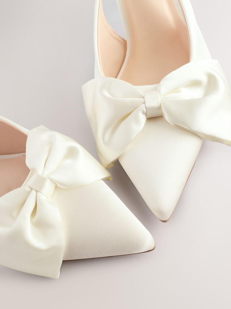 Ivory Forever Comfort® Wedding Point Toe Bow Bridal Kitten Heels - Image 11 of 11 Ivory Forever Comfort® Wedding Point Toe Bow Bridal Kitten Heels - Image 11 of 11