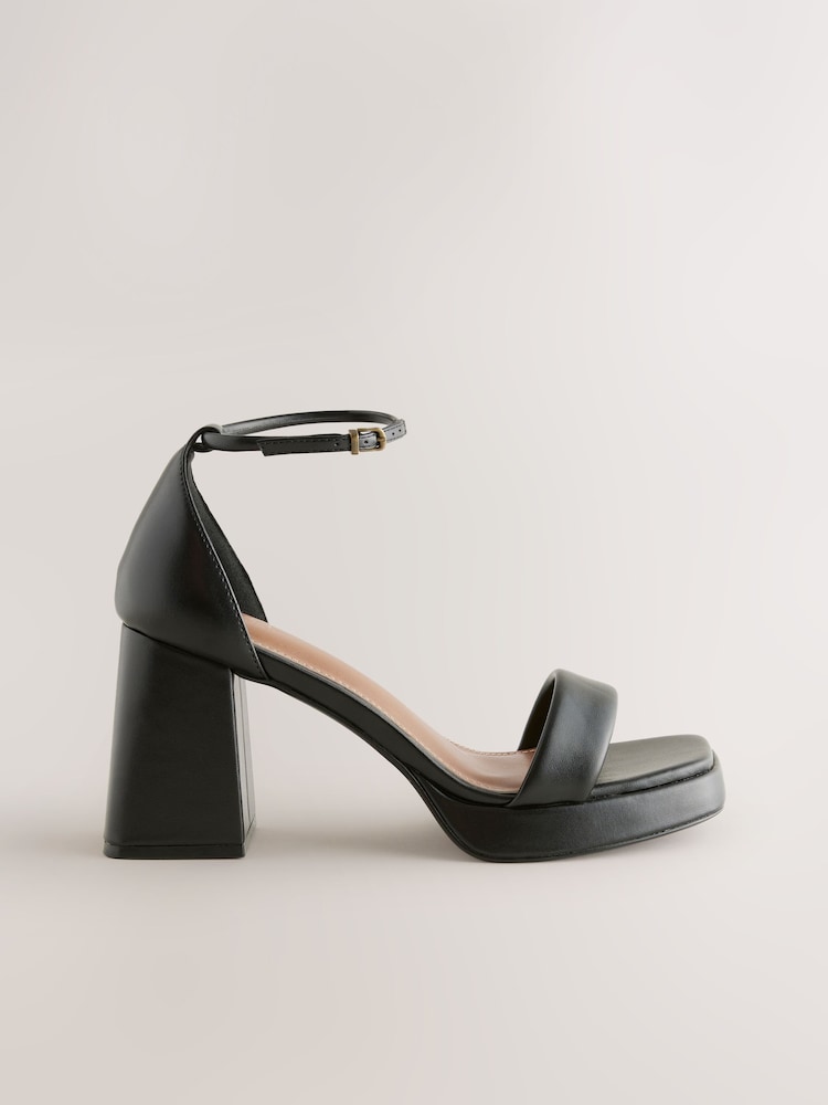 Black Forever Comfort® Square Toe Platform Flare Heels - Image 1 of 3
