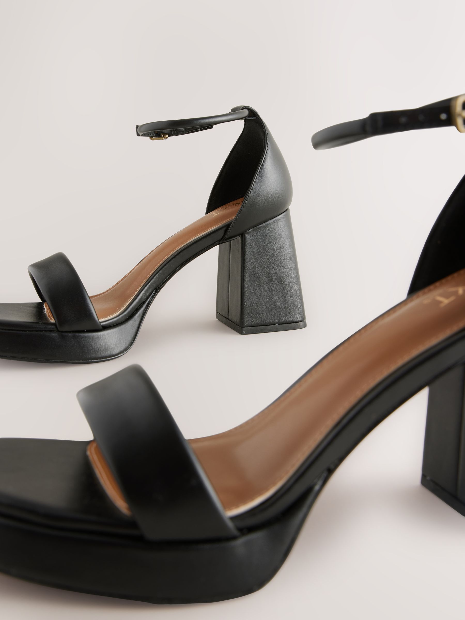 Buy Black Square Toe Platform Flare Heels from Next USA