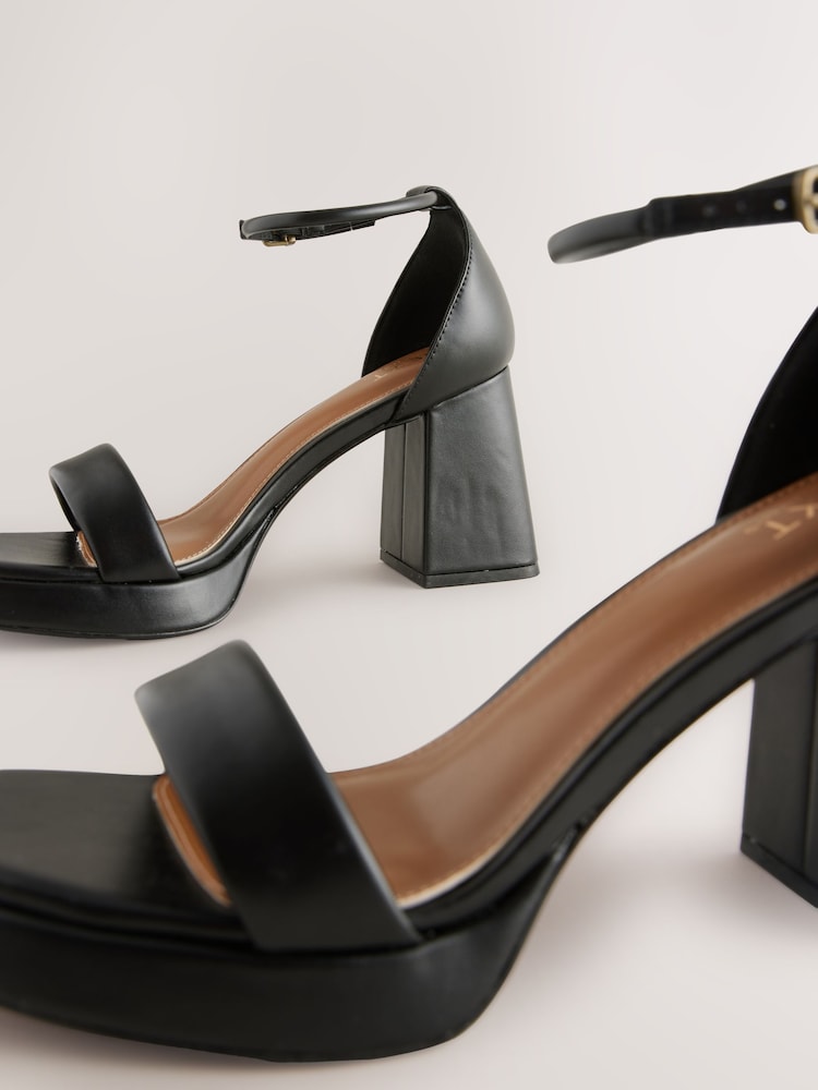 Black Square Toe Platform Flare Heels - Image 8 of 8 Black Square Toe Platform Flare Heels - Image 8 of 8