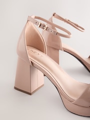 Pink Nude Forever Comfort® Square Toe Platform Flare Heels - Image 5 of 8