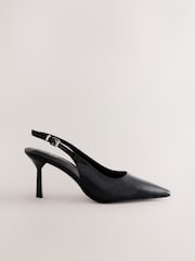 Black Forever Comfort® Point Toe Sling Back Heels - Image 3 of 7