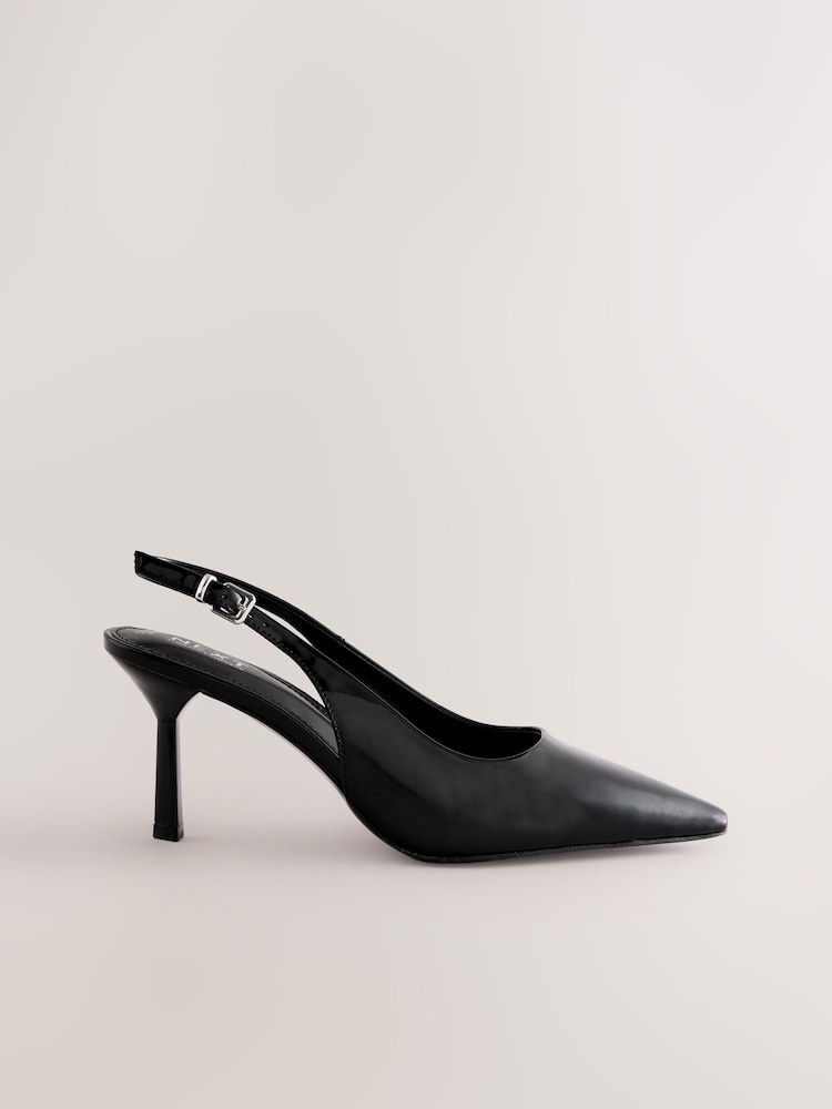 Black Forever Comfort® Point Toe Sling Back Heels - Image 3 of 7