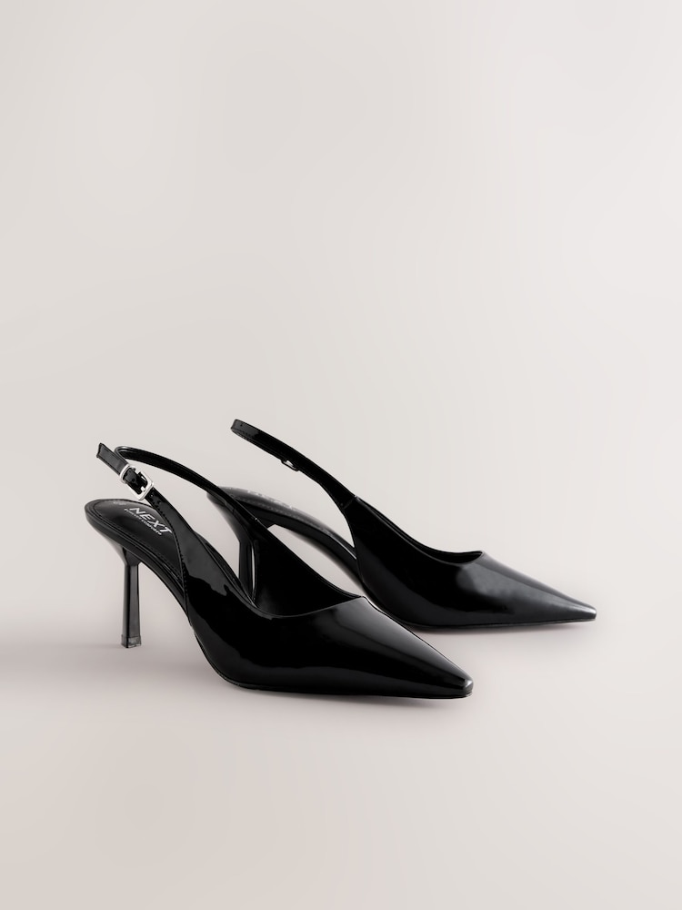 Black Forever Comfort® Point Toe Sling Back Heels - Image 4 of 7
